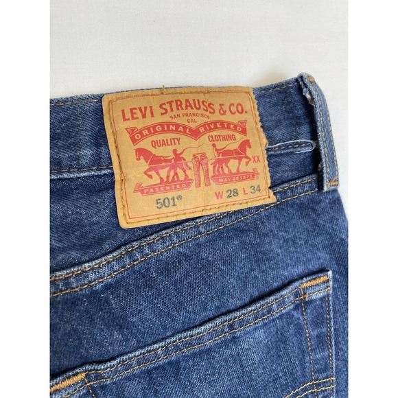Levis 501 Men Jeans Button Fly 28x30 (measured) Medium Wash Straight Leg Regular - Picture 11 of 12